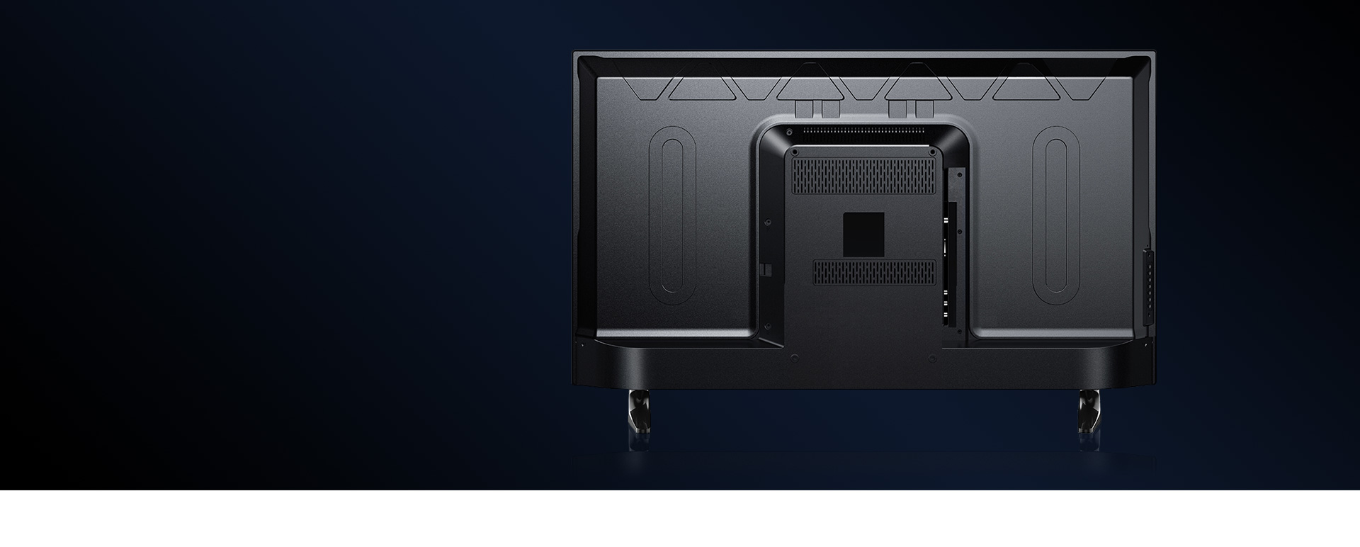 KTC L73 Series LED TV:High-gloss and traceless + surface etching highlight the narrow-edge design.With a tower style metal base,With a blade base.With a metal backboard, solid and nice.