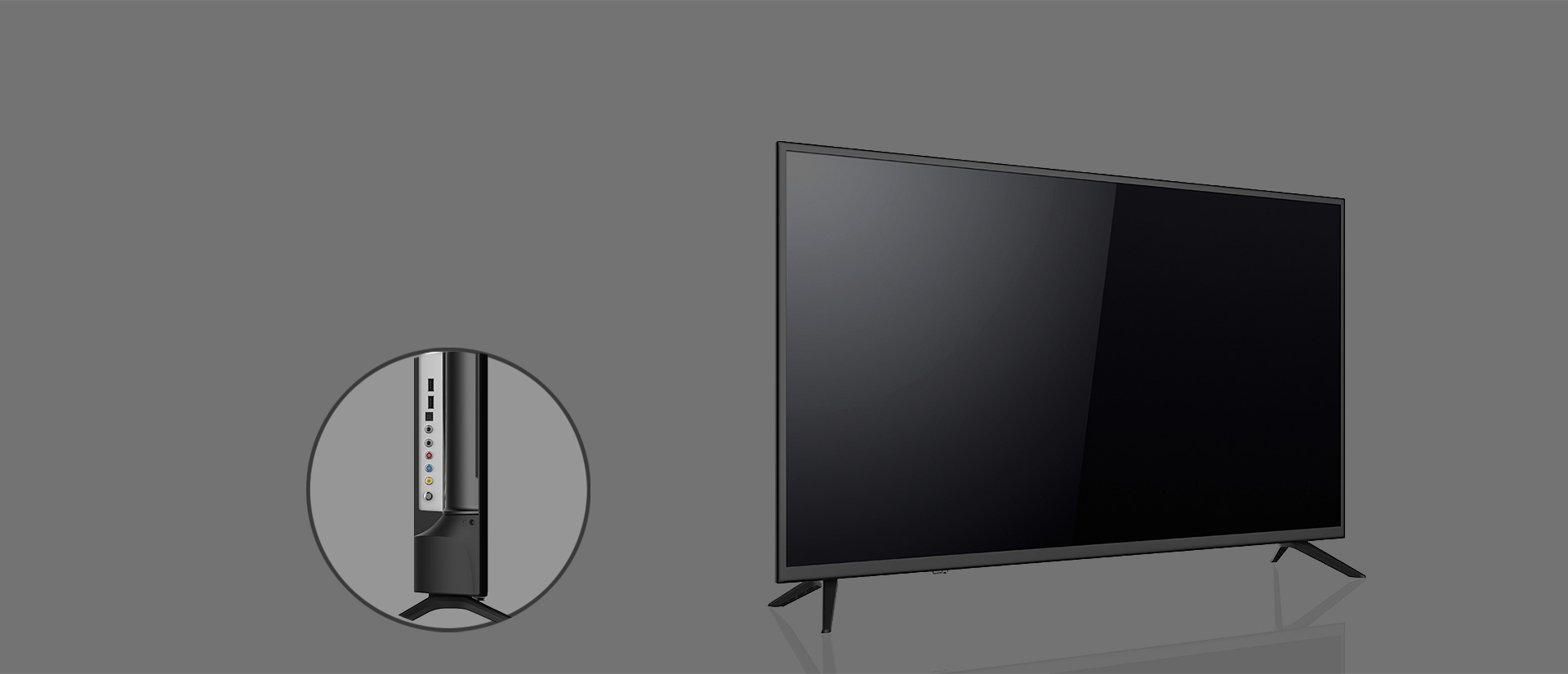 KTC L73 Series LED TV:High-gloss and traceless + surface etching highlight the narrow-edge design.With a tower style metal base,With a blade base.With a metal backboard, solid and nice.